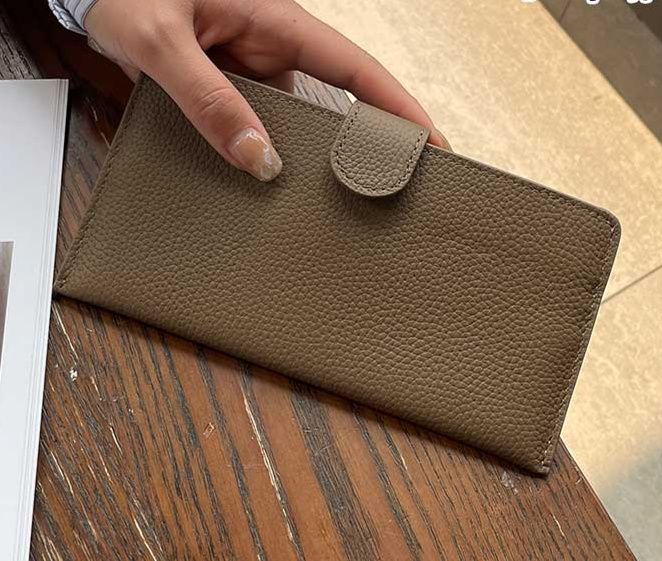 長財布レディース 薄い 上質牛革スリム長財布 フラップ留め