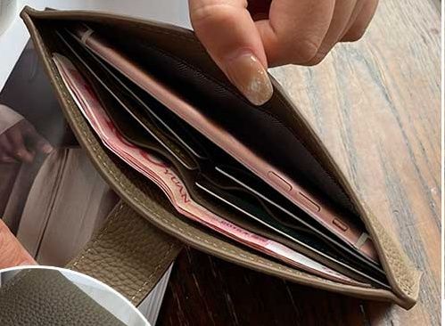 長財布レディース 薄い 上質牛革スリム長財布 フラップ留め