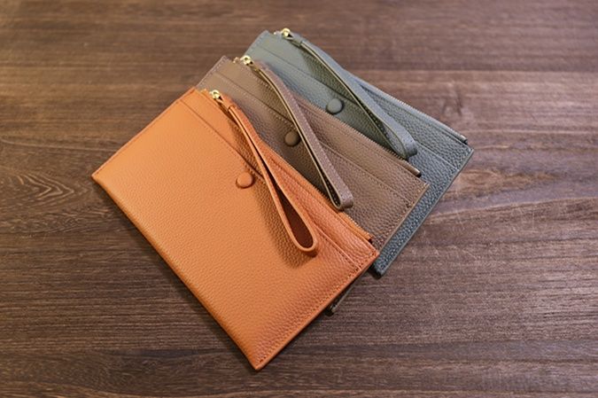 長財布レディース 薄い 上質牛革スリム長財布 ストラップ付き