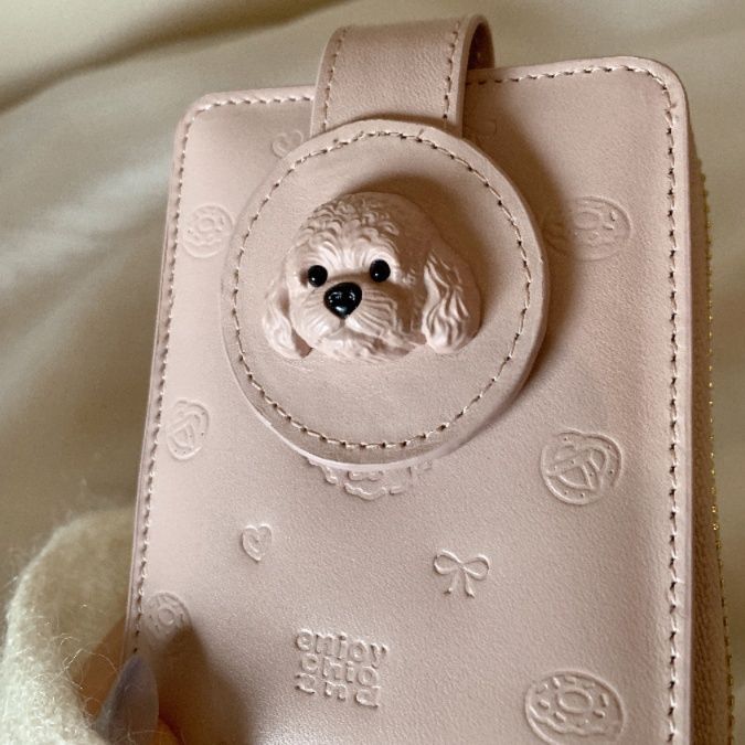 長財布レディース 小さい わんちゃん立体飾り付きミニ財布