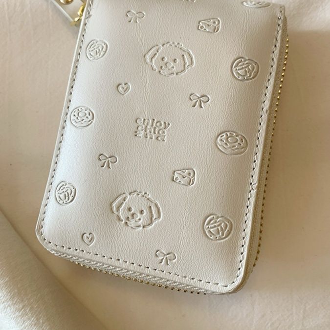 長財布レディース 小さい わんちゃん立体飾り付きミニ財布