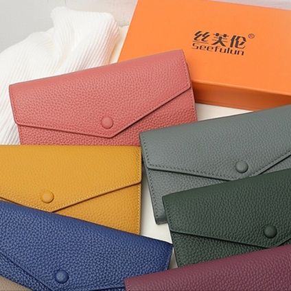 長財布レディース 上質本革フラップ式大容量長財布