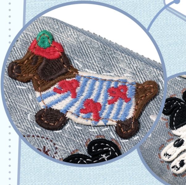 長財布レディース 犬刺繍コンパクト財布