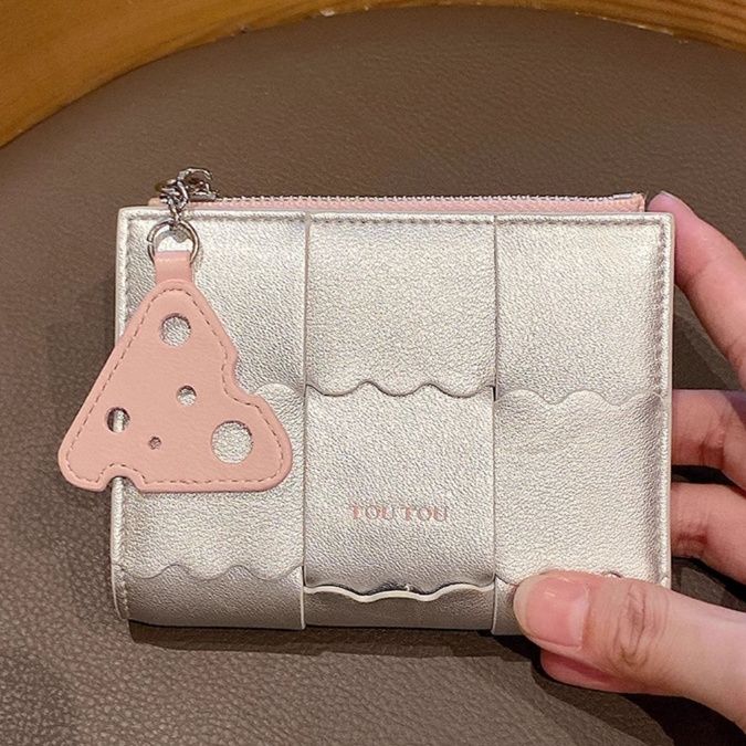 長財布レディース 波型切替 チーズチャーム付き財布
