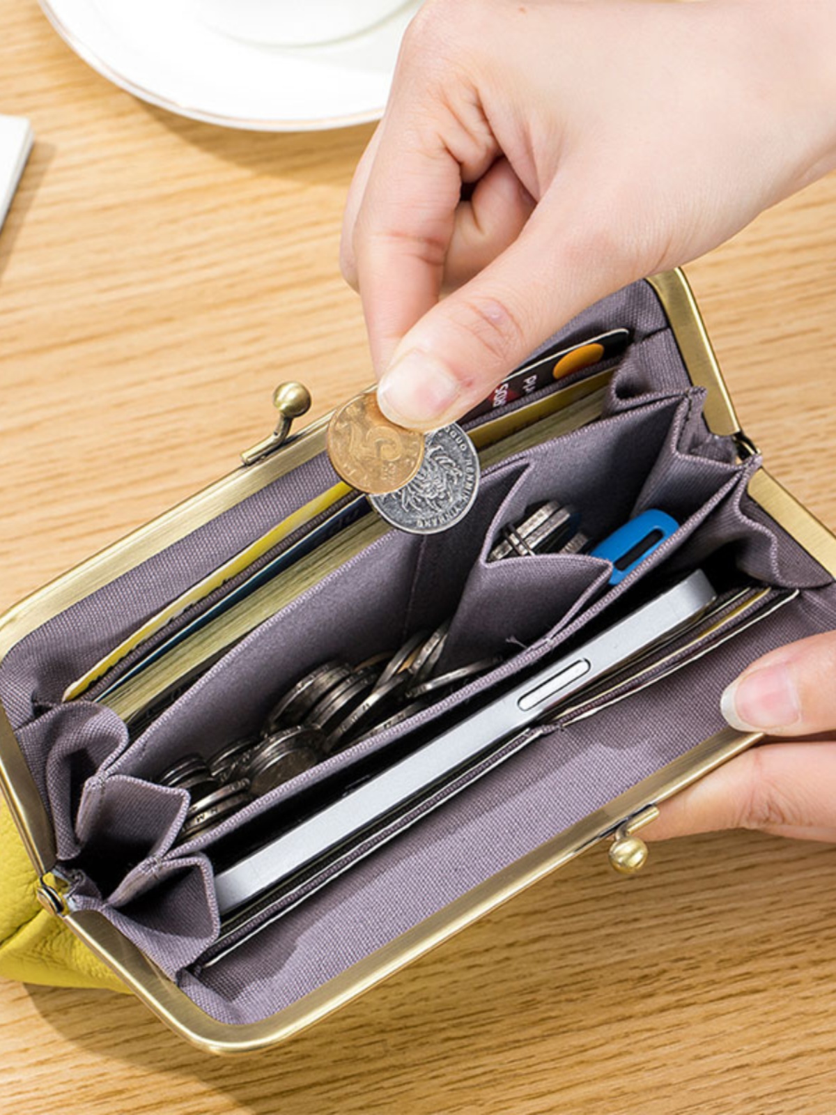 長財布レディース がま口 上品本革