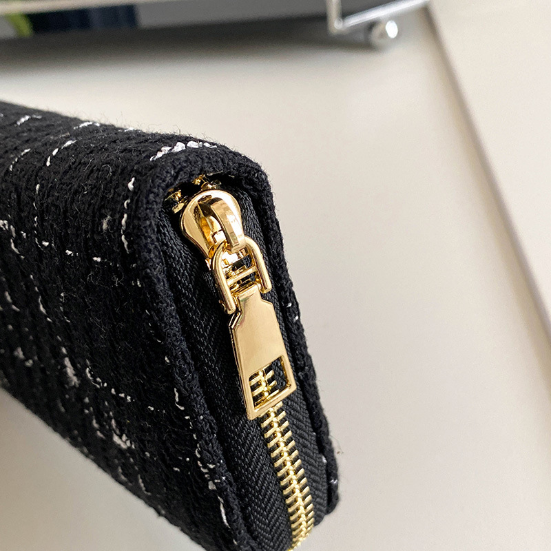長財布レディース 小さい ツイード織りコンパクト長財布