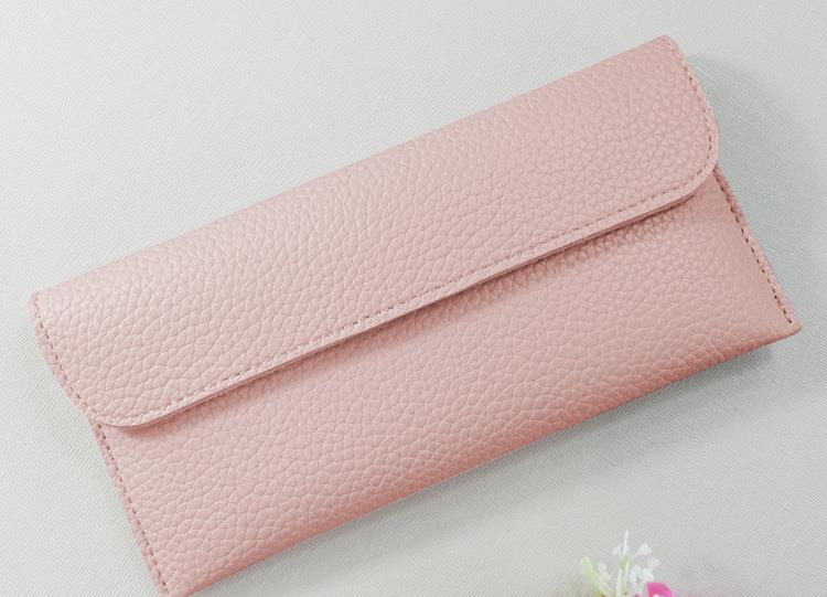 長財布レディース 上質型押し牛革フラップ長財布
