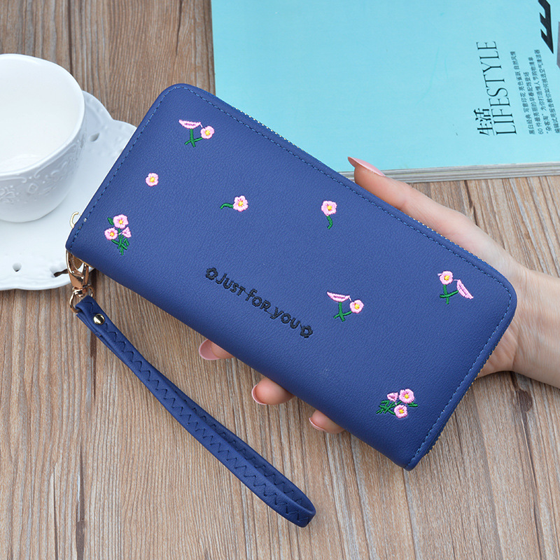 長財布レディース 小さい 花刺繍入り コンパクト長財布
