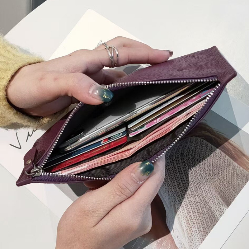 長財布レディース 薄い 上品な型押しスリム