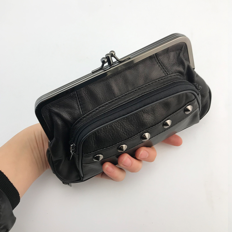 長財布レディース がま口 レトロ風鋲飾りがま口長財布
