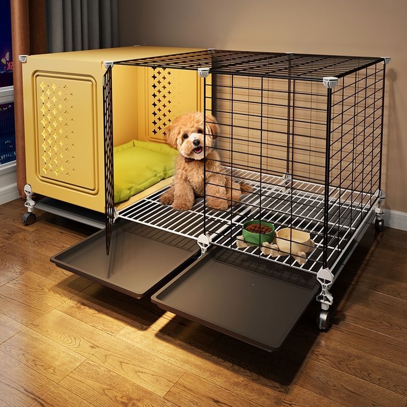犬ケージ トイレ付き犬ケージ 室内用キャスター付き二部屋構造