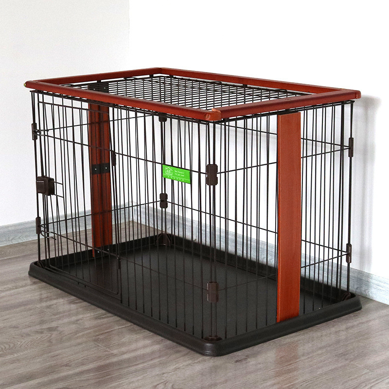 天然木枠トイレ付き大型犬ケージ両開き扉仕様