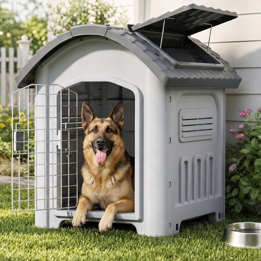 犬ケージ 屋外用天窓付き多方向通気犬小屋ケージ