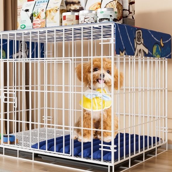犬ケージ 折りたたみ式頑丈太フレーム犬ケージ引き出しトレー付き