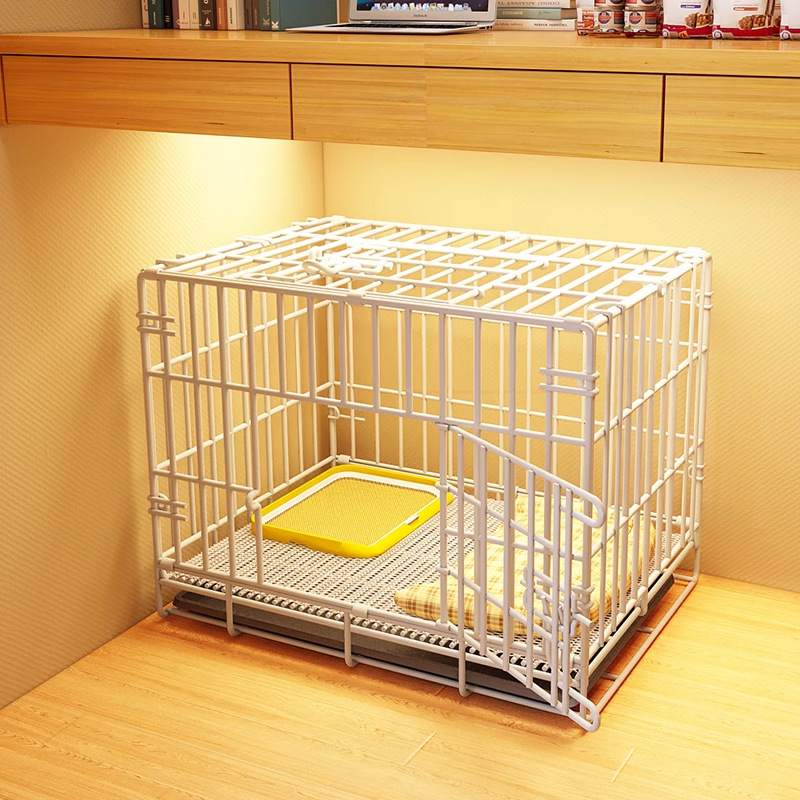 折りたたみ式屋根付き金属製犬用ケージ