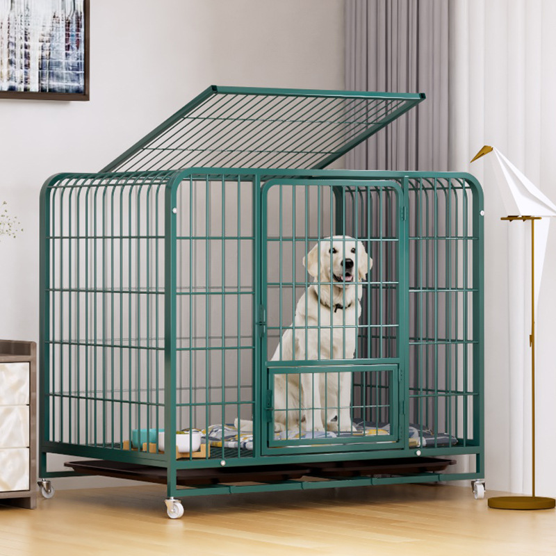 犬ケージ 大型犬向け屋根付き頑丈スチール犬ケージ