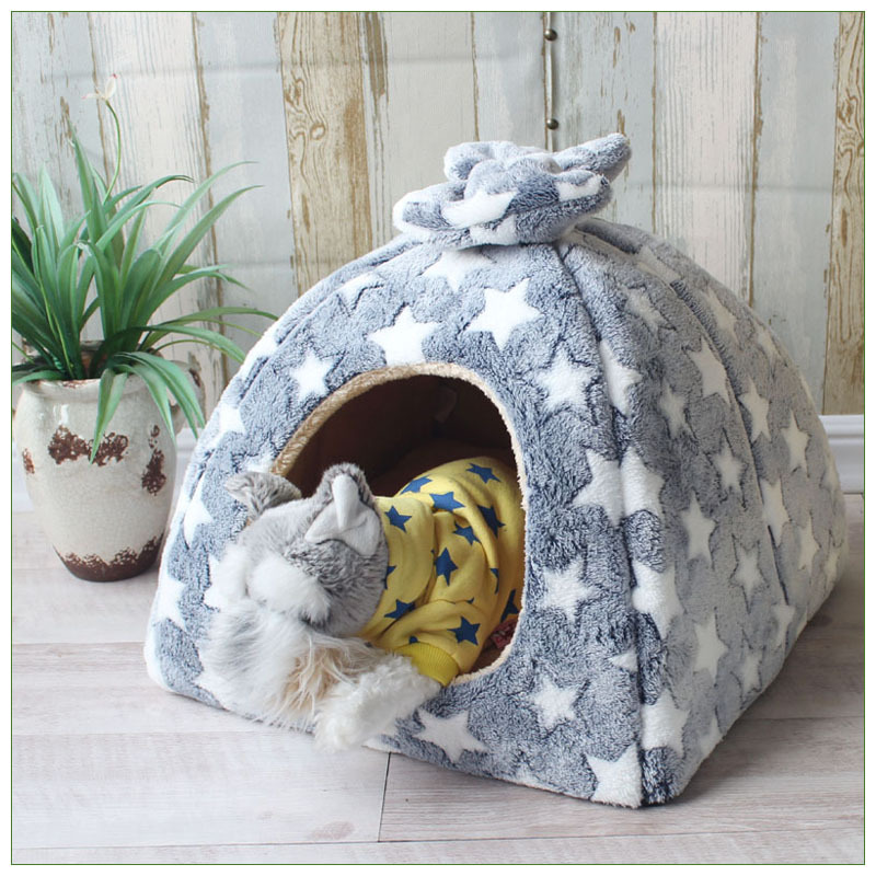 犬ケージ ふわふわリボン付きドーム型屋根天井付き犬ケージハウス