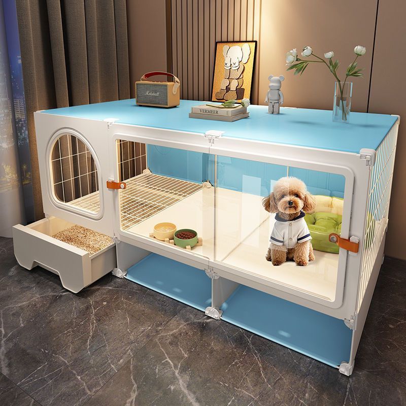 犬ケージ トイレ付き犬ケージ 透明扉付き引き出し式大型室内用