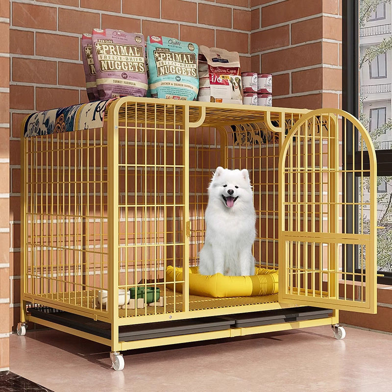 犬ケージ 屋根付き大型犬ケージ キャスター付き収納トレー搭載