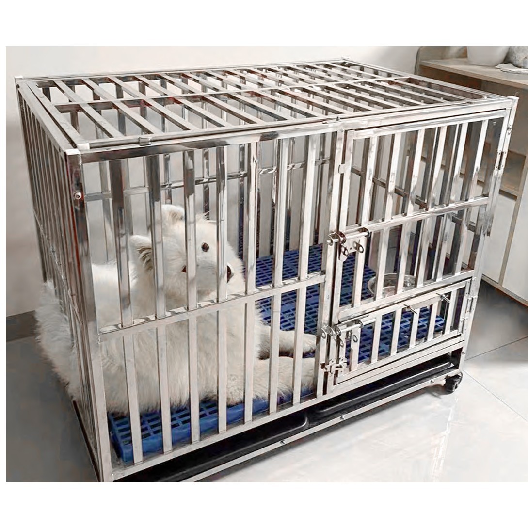 犬ケージ 頑丈なステンレス製室内用大型犬ケージ