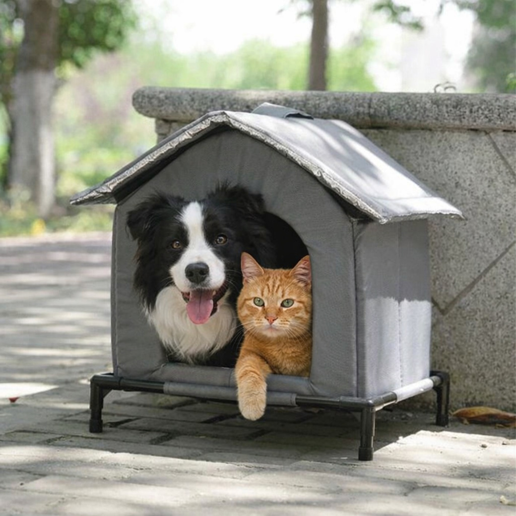 犬ケージ 屋外用脚付き折りたたみペットハウス小屋型犬ケージ