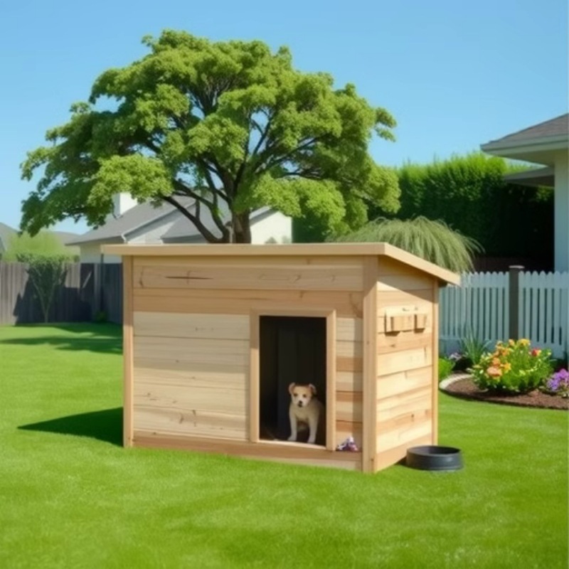 犬ケージ 天然木製屋根開閉式犬小屋 屋外用大型ハウス