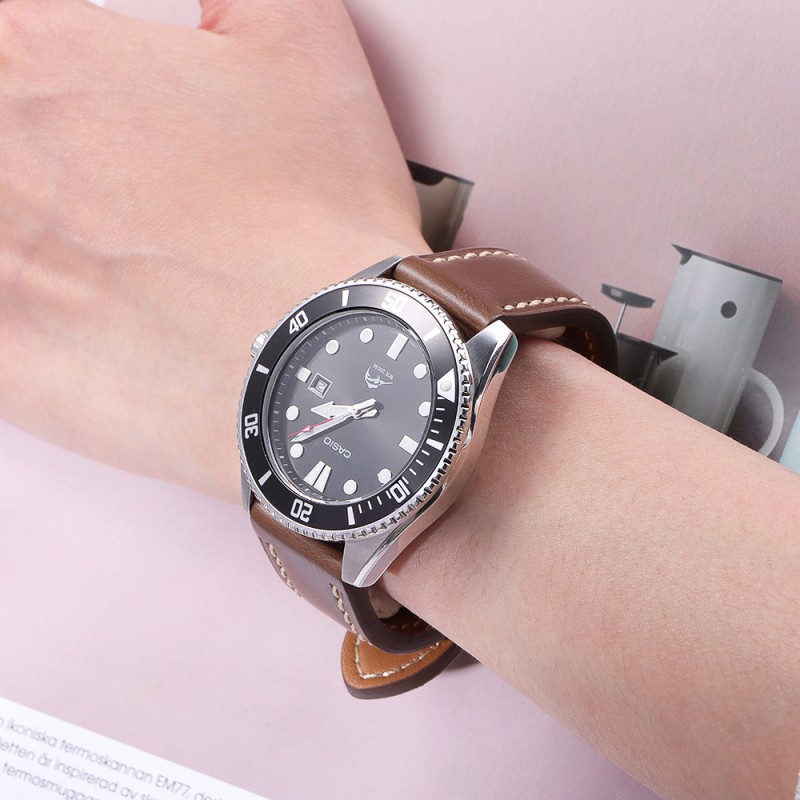 腕時計ベルト 本革ステッチ入り腕時計ベルト二十ミリ幅