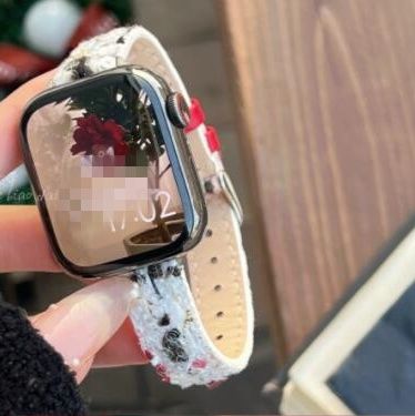 腕時計ベルト 革 花柄型押し おしゃれな交換用バンド