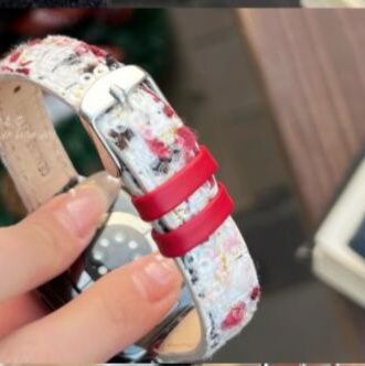 腕時計ベルト 革 花柄型押し おしゃれな交換用バンド