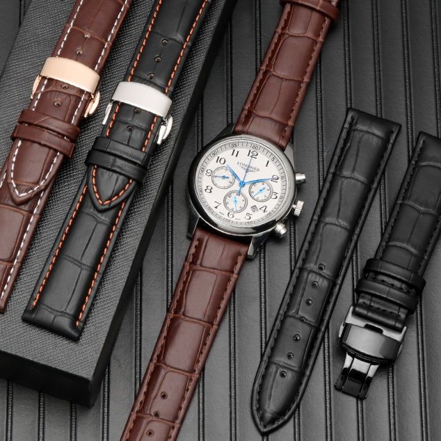 腕時計ベルト 高級本革クロコダイル型押し腕時計ベルト