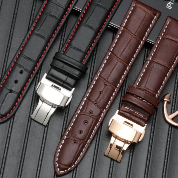 腕時計ベルト 高級本革クロコダイル型押し腕時計ベルト