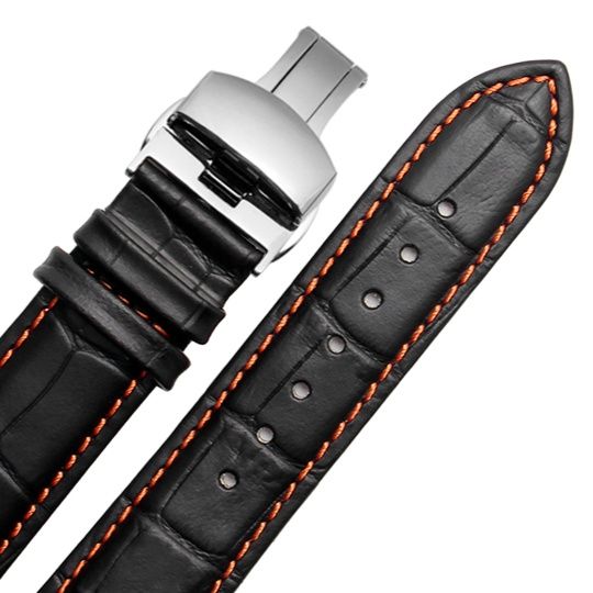 腕時計ベルト 高級本革クロコダイル型押し腕時計ベルト