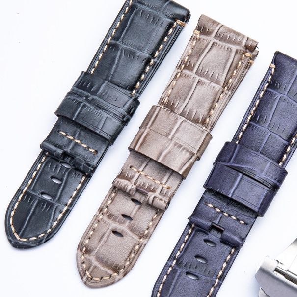 腕時計ベルト 革 高級クロコダイル型押し革腕時計替えベルト