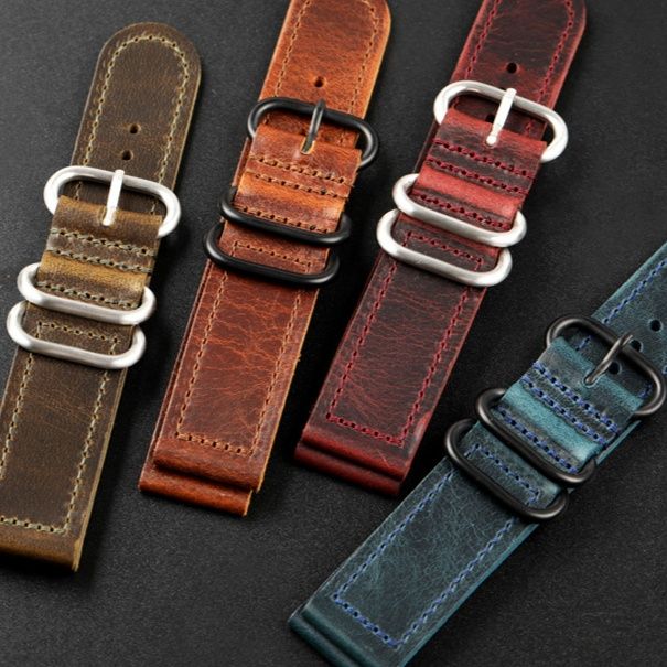 腕時計ベルト 手縫いステッチ本革腕時計ベルト