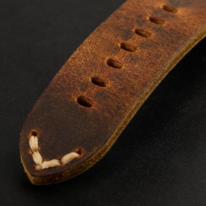 腕時計ベルト 手縫い本革ヴィンテージ風腕時計ベルト