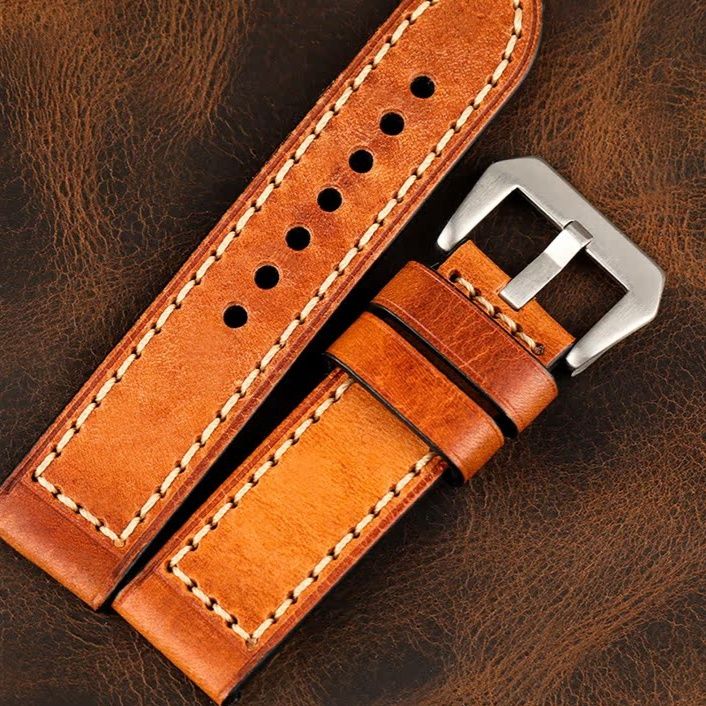 腕時計ベルト 手工縫製本革腕時計ベルト厚手仕様
