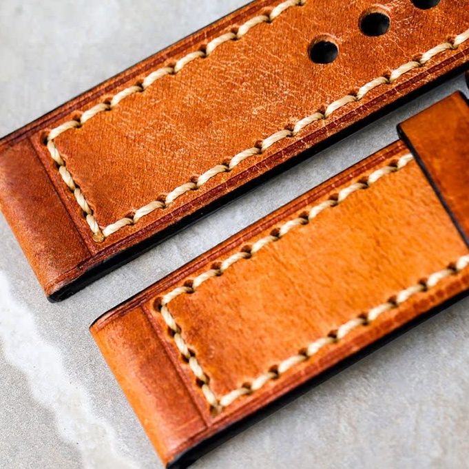 腕時計ベルト 手工縫製本革腕時計ベルト厚手仕様