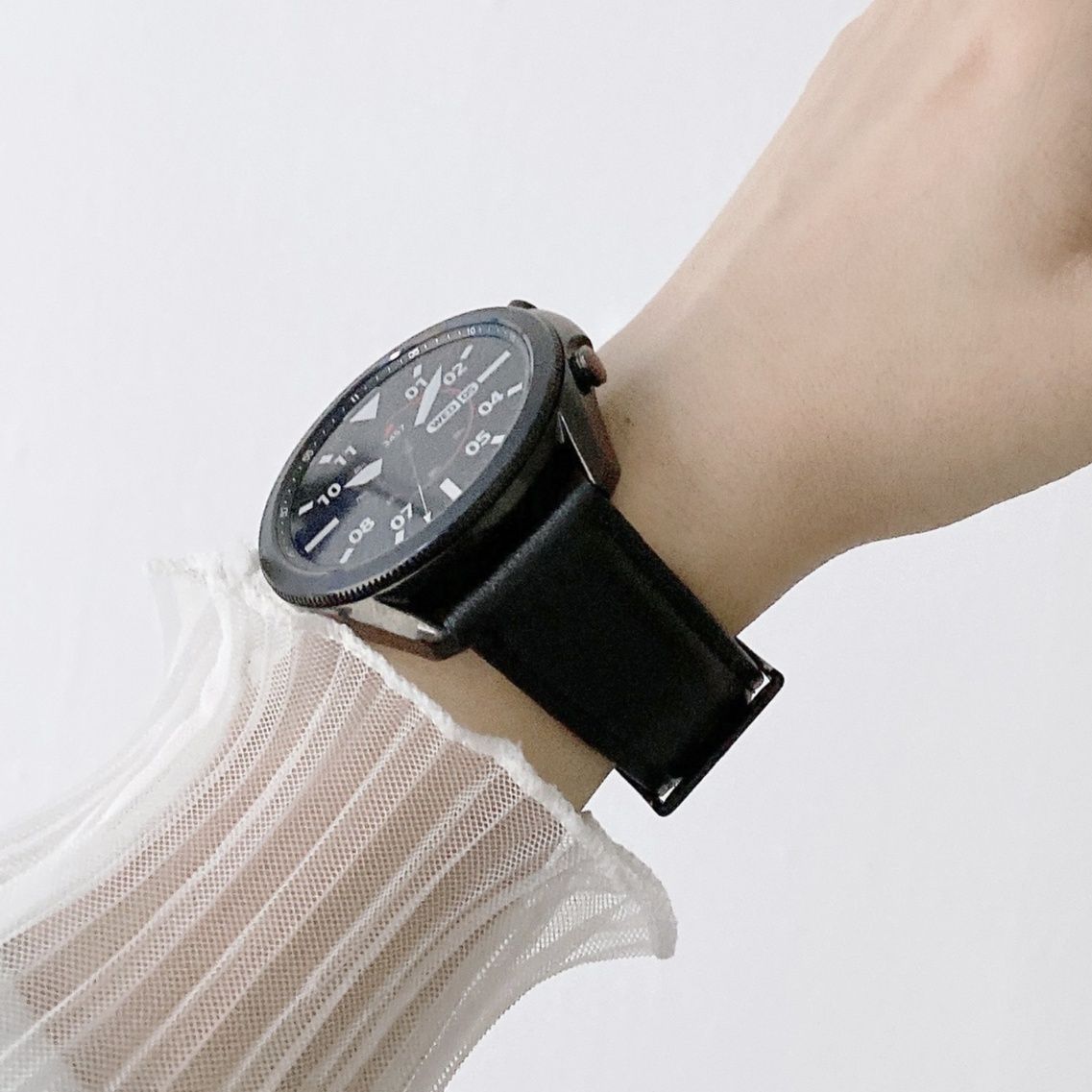 本革製ステッチデザイン腕時計ベルト 