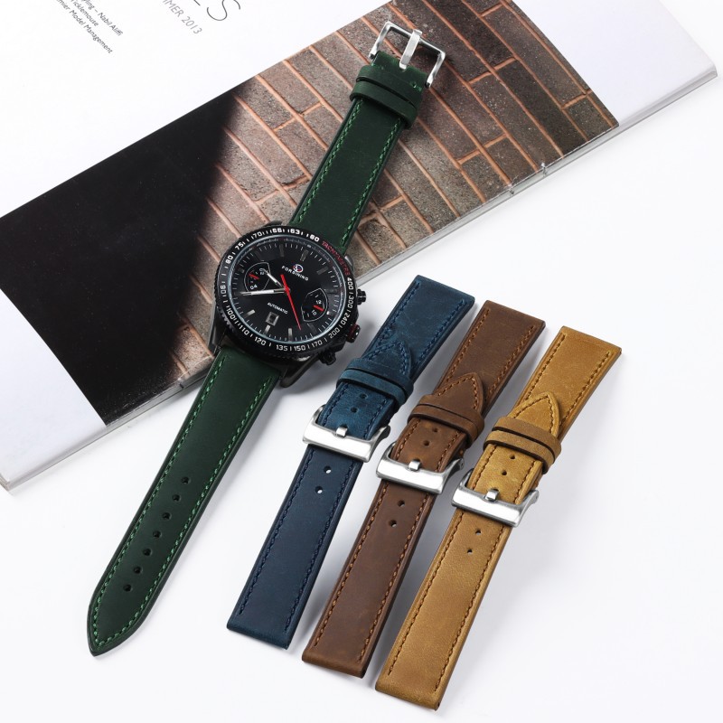 腕時計ベルト 本革二層構造ステッチデザイン腕時計ベルト