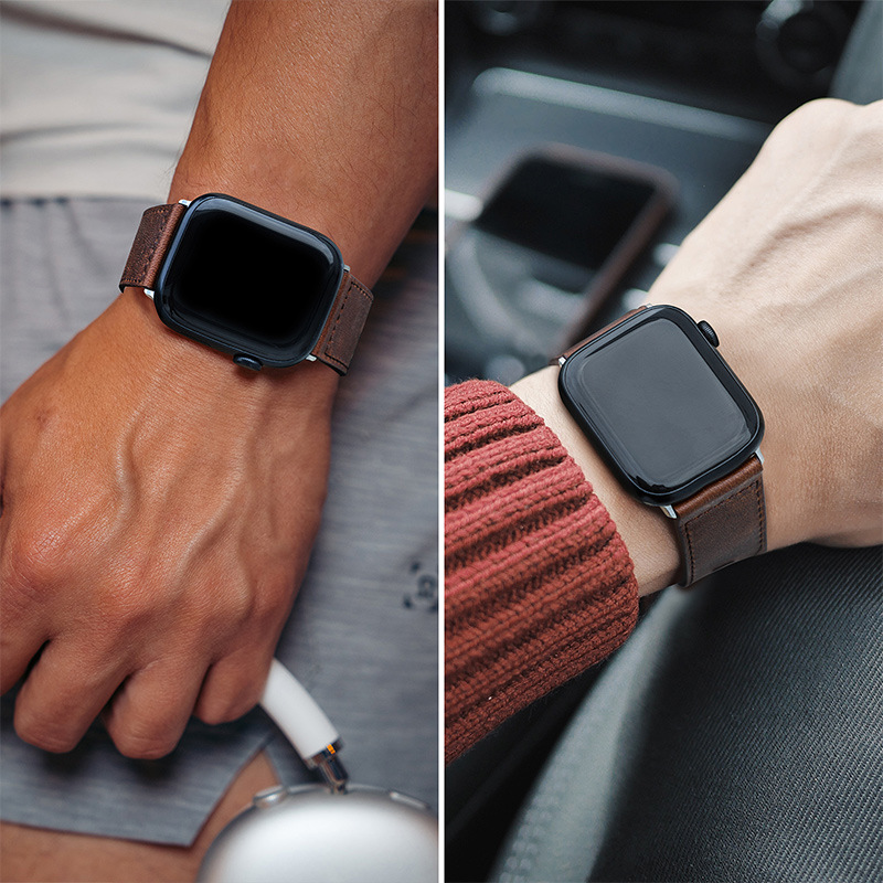 腕時計ベルト 本革ステッチ入りスマートウォッチ用替えベルト