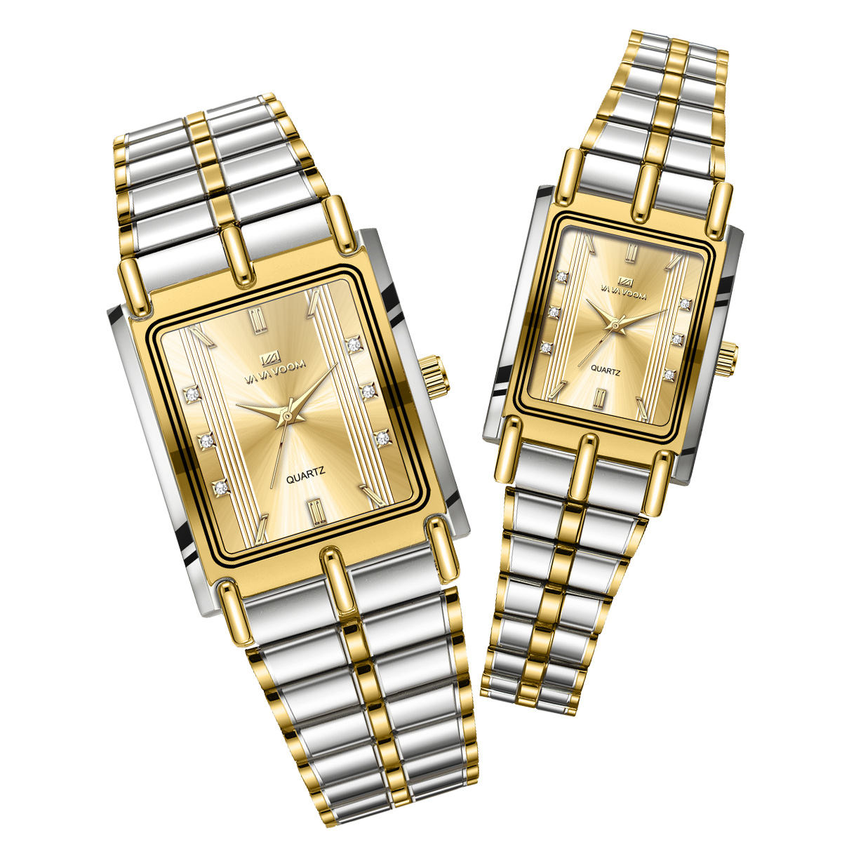 腕時計ベルト 二色配色コンビ伸縮式メタルバンド