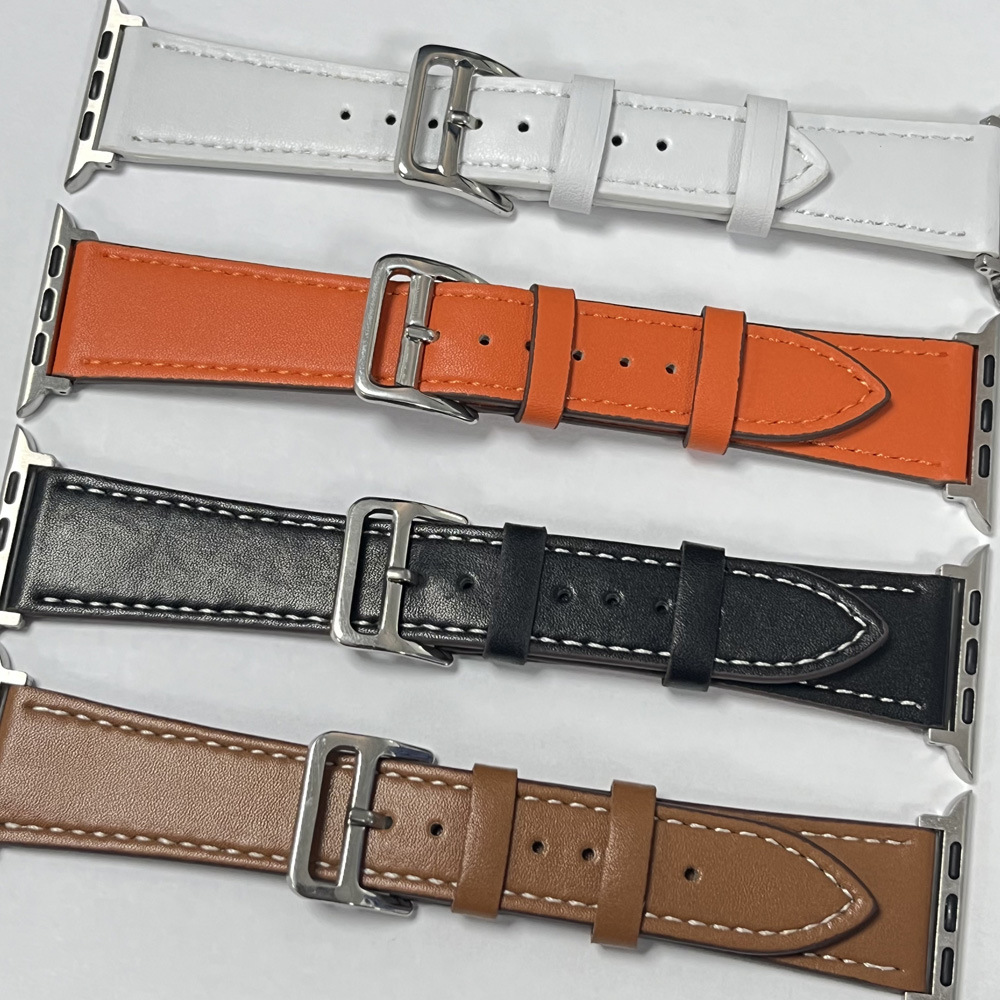 腕時計ベルト 本革仕立てステッチ入り交換用時計バンド