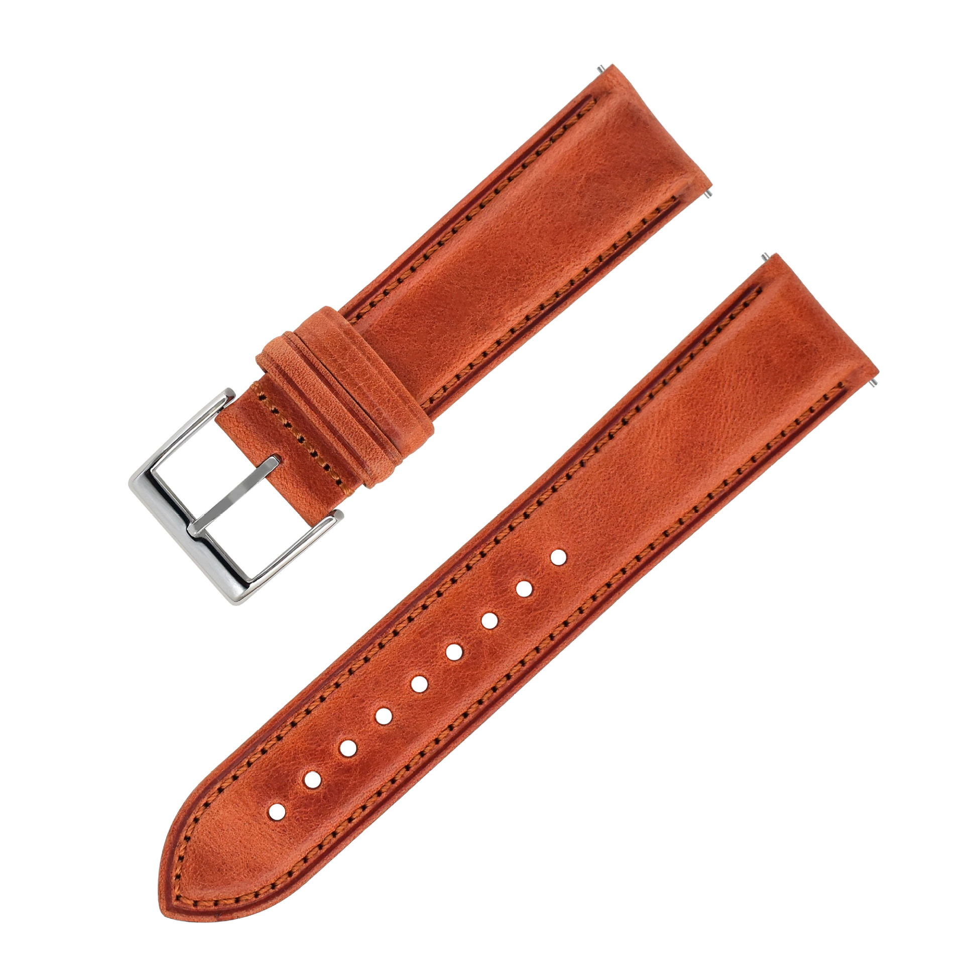 本革ダブルステッチ仕立て腕時計ベルト