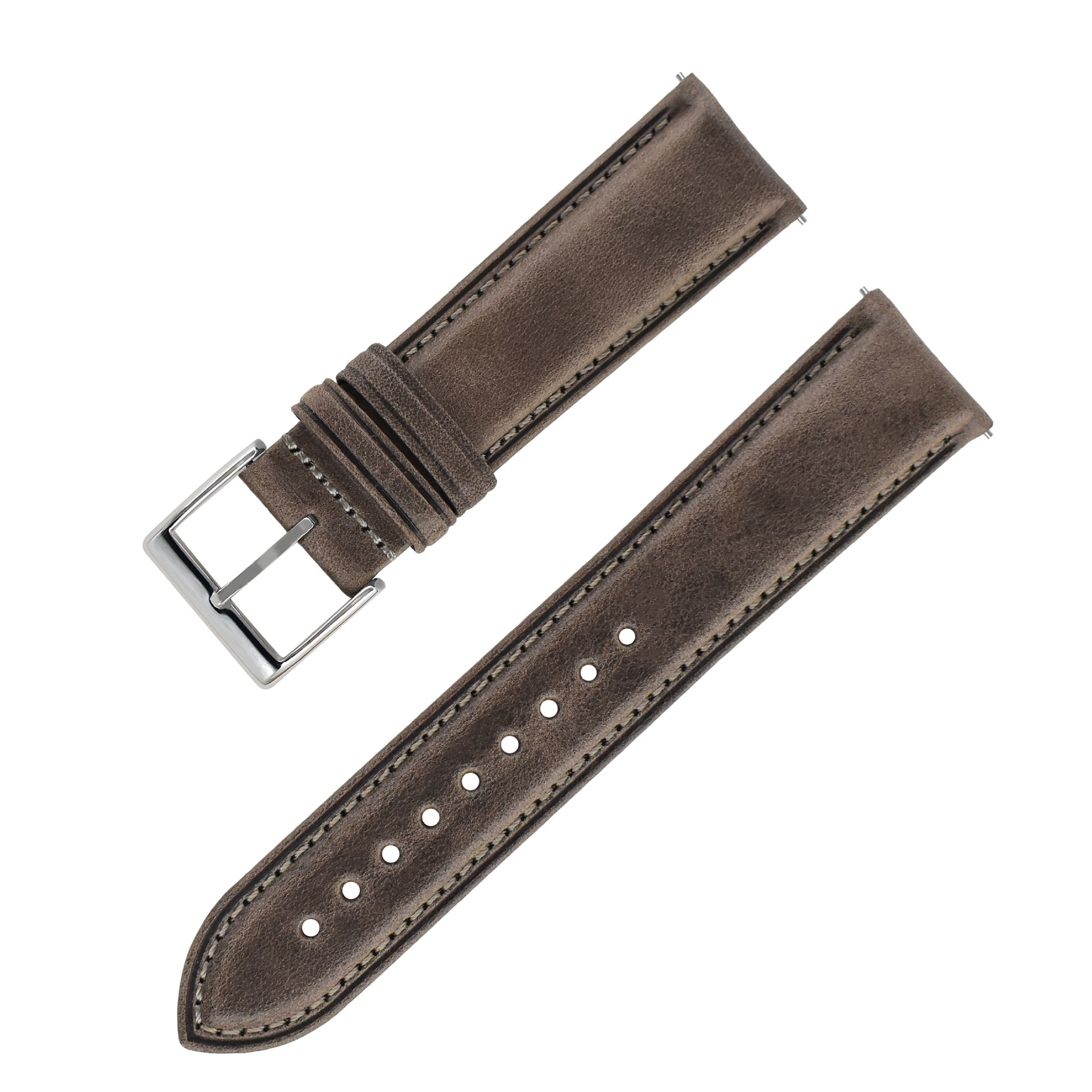 本革ダブルステッチ仕立て腕時計ベルト