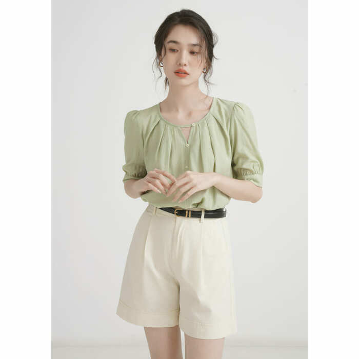 骨格ウェーブ服パフスリーブブラウス