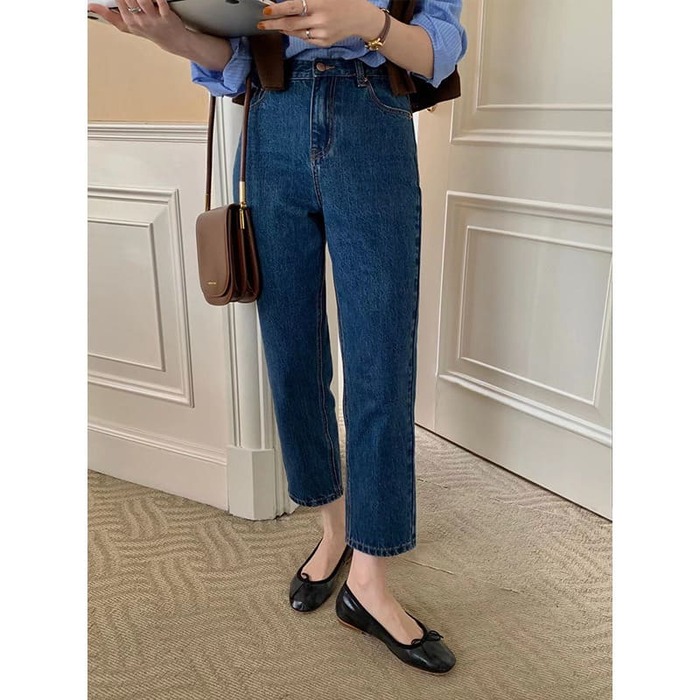 骨格ウェーブ服ハイウエストジーンズ