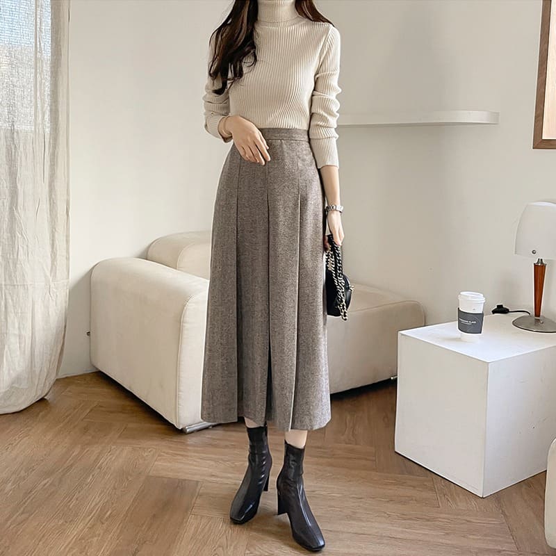 骨格ウェーブ服ハイウエストロングスカート
