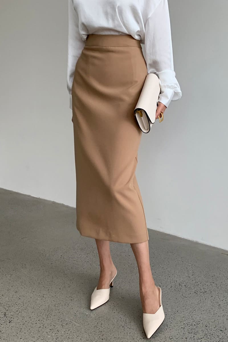 骨格ウェーブ服ハイウエストバックスリットロングスカート