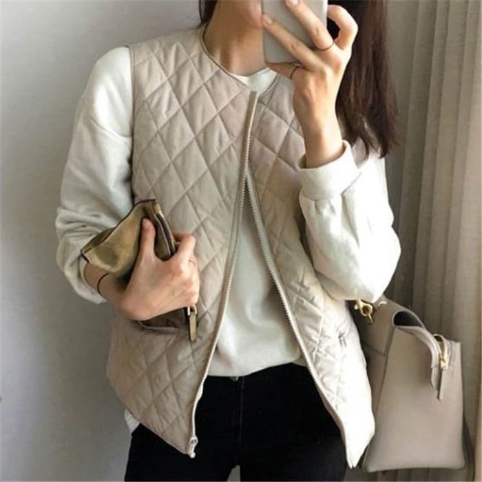 骨格ウェーブ服キルティングベストアウター