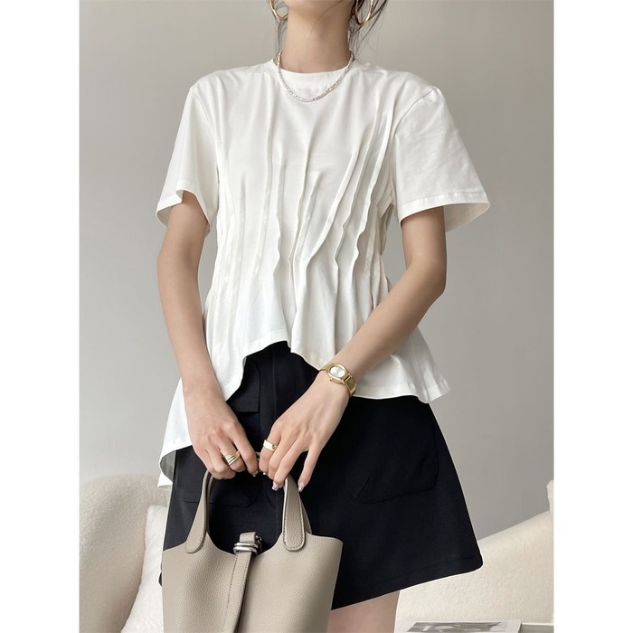 骨格ウェーブアシンメトリチュニックTシャツ
